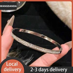 [COD] WANGDANDA Ship within 24 hours Light Luxury High-End Micro-Inlaid Full Bracelet Female Fashion Simple Titanium Steel Non-Fade Bracelet All-Match
