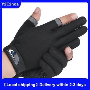 【Local shipping】 Summer Men Fishing Gloves Women Two Finger Cut Male Touchscreen Angling Anti-Slip Sun-Proof Breathable Cycling Fitness Gloves