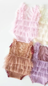 Đạo cụ chụp ảnh cho bé Bộ áo liền quần ren và dây nơ buộc tóc trang phục trang phục Chụp ảnh bé nhiếp ảnh trang phục quần áo