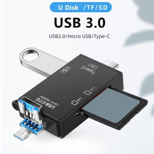 DGT Aluminum 6 In 1 Card Reader USB 3.0 Micro Type C To Micro SD TF Adapter Smart Memory SD Flash Memory OTG Cardreader