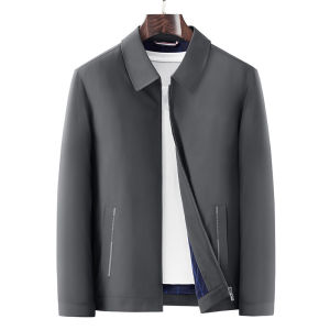 2024 Mens Jacket Thin Coat Middle-Aged Business Polo Collar Jacket Mens Casual Spring and Autumn Shirt Daddys Outfit Wholesale