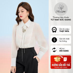 [Voucher 15% MOV 199K cap 100K Áo sơ mi nữ HeraDG thiết kế dáng suông vừa chi tiết smook trẻ trung hiện đại chất tơ mềm mại SASBD2009