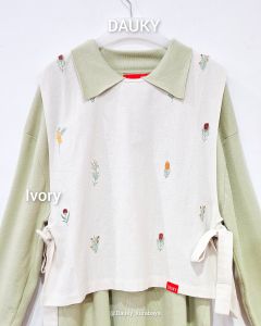 Dauky Vest Flower Melbourne | Vest Korea | Rompi Vest Premium Warna Putih Hitam Khaky