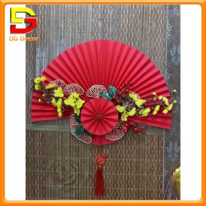 Quạt Giấy Trang Trí Tết Ý Nghĩa Quạt Giấy Đỏ Kết Hoa Treo Tường Rước May Mắn Tài Lộc DC-446