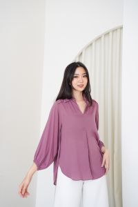 Severli Cassey Crinkle Blouse Wanita Lengan Panjang | Blouse Korea Lengan Panjang | Blouse Kerja Wanita Crinkle