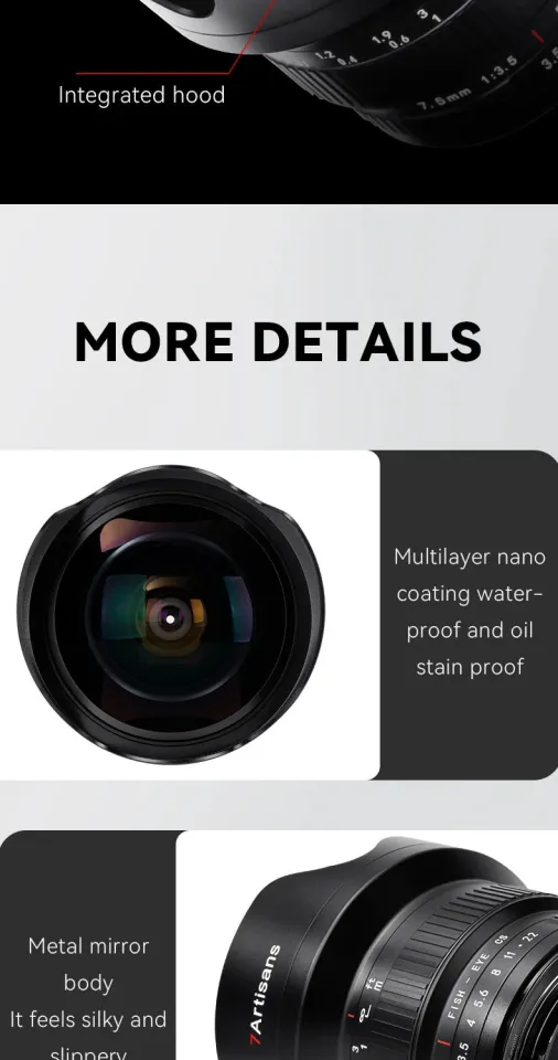 Objectif Fisheye 7artisans 7.5mm F/3.5 Pour Nikon F - Grand Angle APS-C Manuel - Neuf