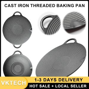 14.6 Inch Heavy Duty Cast Iron Grill Pan with Non Stick Surface for Outdoor Picnics and Camping