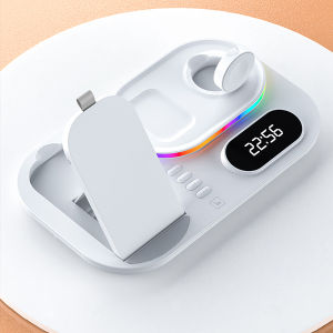 30W Fast Charging Dock Station 4 in 1 Wireless Chargers With Lamp And Clock