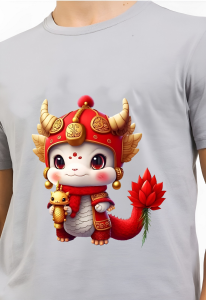 Kaos Pria 3 Dimensi Motif Animasi Baby Naga Cute Merah Tshirt Oblong Katun 24s H0196 By Hans & co
