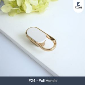 Etivo P24 Pull Handle White Gold I Gagang Tarikan Laci Lemari Bulat Lonjong Bujur | Emas Putih