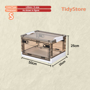 【TidyStore】 READY STOCK Foldable Transparent Storage Box With Lid & Wheels Portable Large Capacity Display Storage Box Organizer Multi-functional Storage Toy Box Kotak Baju Simpanan Lipat 收納櫃/收納盒