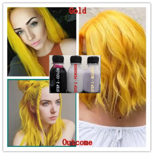 (FREE bleach set) Direct yellow Hair Color Kit (10minutes )100ml+Free Bleach&Peroxide(100ml) kuning rambut permanent dye