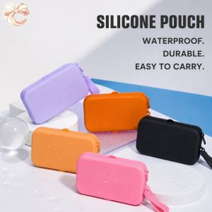 Silicone Zipper Bag Waterproof Portable Travel Organizer For Passport Coin Makeup Card Holder Easy To Clean