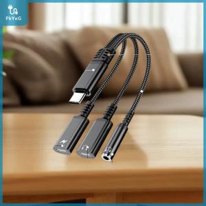 【PkYeG】 1ชิ้นอะแดปเตอร์หูฟัง3 in 1 PD 60W อะแดปเตอร์ชาร์จเร็วสำหรับ Phone16 15ประเภท C เป็นแบบคู่ประเภท C 3.5มม. สายอะแดปเตอร์เสียงแจ็ค