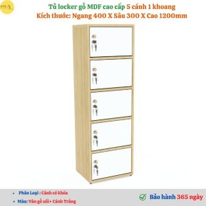 Tủ locker gỗ 5 cánh 1 khoang đựng đồ cá nhân