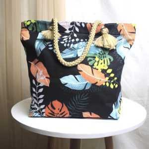 Tas Wanita Kain kanvas - Tas Jinjing Tali Sumbu - Tas Mukena Serbaguna - Tas Handbag Kanvas Motif