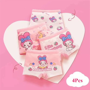 4 Pieces Pure Cotton Childrens Underwear Girls Boxer Briefs Student Shorts Baby Briefs Underpants