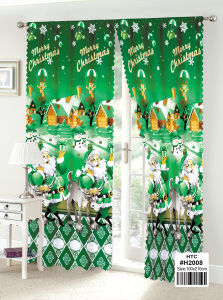 【Beke】100×210cm Christmas Curtain For Window Christmas Decoration For Home 2023 Christmas Decor Kurtina Free Shipping 2PCS Makapal Elegant Blackout Christmas Curtain New Design Curtains Set Sale Living Room Elegant Curtain On Sale Cod