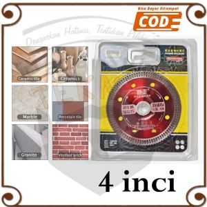 Diamond Saw Blade Wheel Turbo Net Batik Mata Pisau Potong Granit Keramik Porselen Cakram 1.2mm 4"