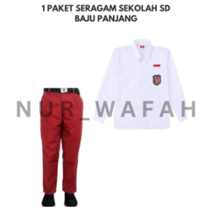 1 Paket Seragam Putih Merah SD Baju Panjang dan Celana Panjang