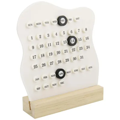 Acrylic Wooden Desktop Calendar Perpetual Calendar Decoration Manual Ferrule Acrylic DIY Ring Wooden Desk Calendar for Kitchen Furnishing Office DIY Table Calendar Week Month Day Display