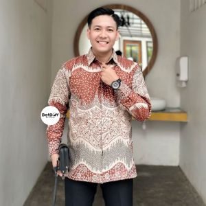 Piramid Series Tunik Kemeja Lengan Panjang Batik Couple Seragam Modern Atasan Baju Kerja Wanita