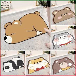 HKStorage Bathroom Anti Slip Mat Cartoon Floor Mat Toilet Carpet Quick Drying Home Decor Bathroom Absorbent Pad Carpet Cute Diatom Mud Mats