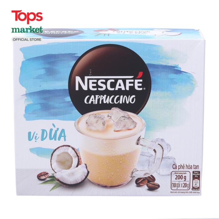 Hộp 10 Gói Cà Phê Cappuccino Nescafé Vị Dừa 20G - Siêu Thị Tops Market