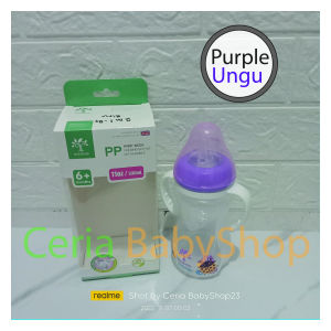 Minitree Botol Susu Bayi 2in1 Model Wide Neck Karet Lebar 330ml Untuk Usia Bayi 6 Bulan Keatas Baby Feeding Bottle Model Bisa Karet Dot Bisa Sedotan Bahan PP Tebal Berkualitas Sudah BPA Free Antipecah Mudah Dibersihkan dan Bisa Direbus