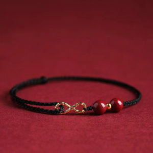 Cinnabar Infinity Bracelet Chinese Style Red Lucky Charm Health Wealth Safety Adjustable Wristband Jewelry Gift For Women