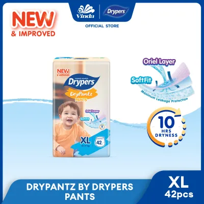 Drypers Drypantz Baby Diapers M58/L48s/XL42s/XXL36s/XXXL20s/XXXXL18s (1 Pack) - Super Dry & Fit