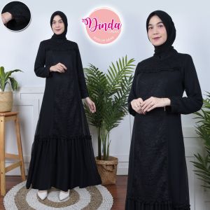 ELOK Ayda Dress Putih Wanita Brukat Gamis Hitam Lebaran  Baju Lebaran Busana Muslim Wanita DCS#506