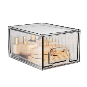SKYJS Transparent Drawer Type Storage Box Dustproof Acrylic Perfume Lipstick  Storage Rack Multifunctional Space Saving Cosmetics Storage Box for Home