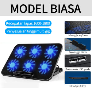 ⭐Garansi 1 tahun ⭐ Epic Finds Cooling Pad Laptop Gaming / Adjustable Height Cooling Pad / 6 Fan Kipas Pendingin Laptop Kipas Cooler