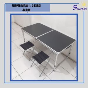 SHENAR MEJA FLIPPER + 2 KURSI / MEJA LIPAT KOPER / MEJA MAKAN SERBAGUNA