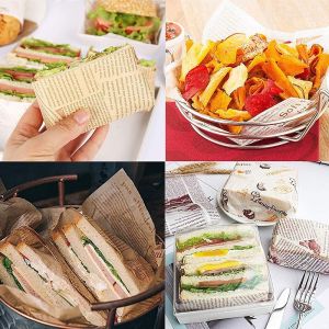 50Pcs Bread Greaseproof Paper Baking Wax Paper Sandwich Wrapper Paper Bread Burger Wrapping