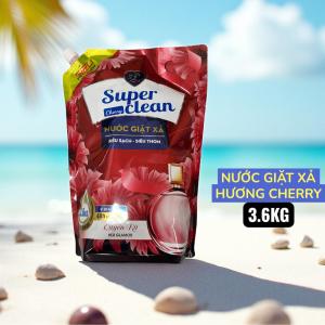 Super Clean Nước Giặt Xả 3.6kg Thơm Quyến Rũ Lưu Hương 48h Công Thức Đặc Biệt Giúp Làm Sạch Hiệu Quả & Giữ Quần Áo Thơm Lâu