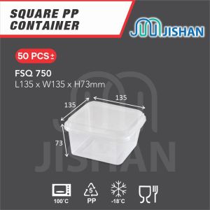 [50pcs] 650/750/1000/1500ml Square Microwavable PP Container with LID/Plastic Food Lunch Box/Kotak Bekas Makanan 塑料饭盒