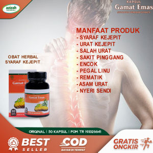 Obat Syaraf Kejepit Sarap Terjepit Pinggang Leher Bokong Encok Nyeri Sendi Sakit Punggung Belakang Sebelah Sakit Pundak Pegal Linu Rematik Asam Urat Tiggi Herbal Gamat Emas Kapsul