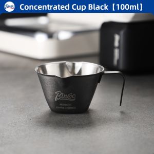 BINCOO Espresso Measuring Cup Stainless Steel Graduated Double-mouth Milk Cup Coffee Liquid Extraction Cup 100ML