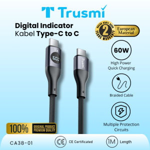 𝐓𝐫𝐮𝐬𝐦𝐢 Kabel Type C to C 60W 1M | PD GaN Fast Charging Braided Cable Charger Transfer Data