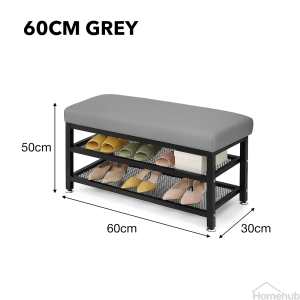 Livora Shoe Bench Rack / Black Cushion With Seat / Changing Stool / Entryway / Shoes Storage Chair