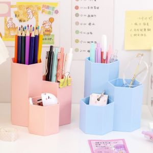 SFHDF Storage Box Pen Holder Large-capacity 3-Grid Desktop Organizer Nordic Simple Pencil Case Makeup Brush