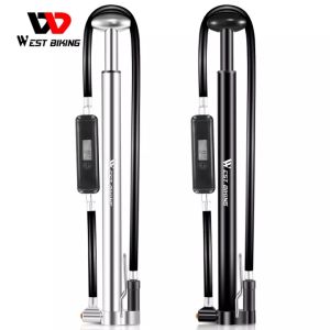 WEST BIKING Bike Pump With Electronic Gauge 160PSI High Pressure MTB Road Bicycle Pump Foot Air Inflator Bike Accessories Schrader Presta Valve Cycling Air Pump