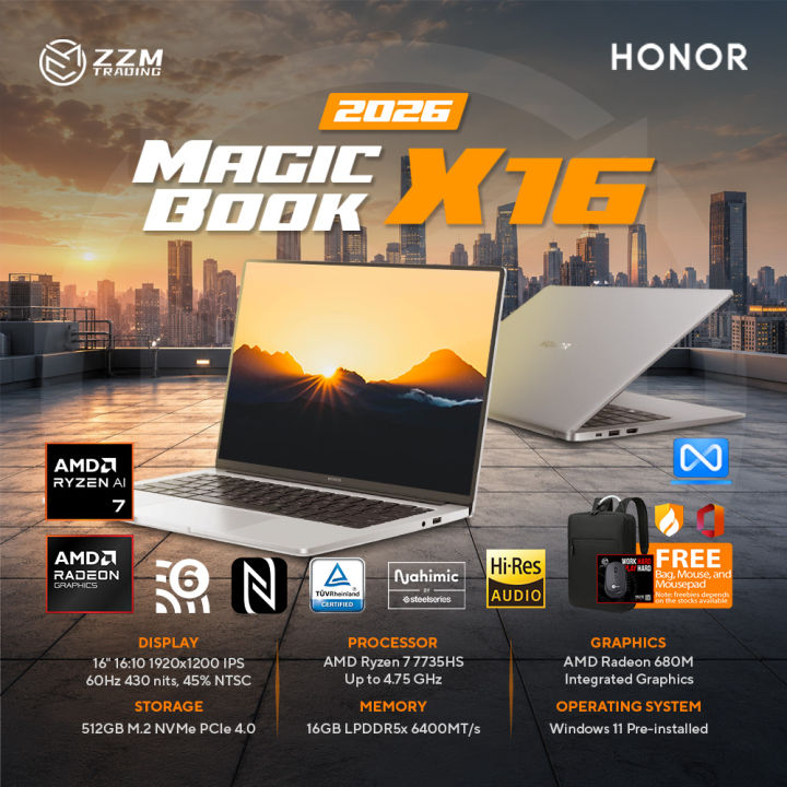 HONOR MagicBook X16 2026 Ryzen Version 16" 16:10 WUXGA  16GB RAM 512 SSD ZZM Trading
