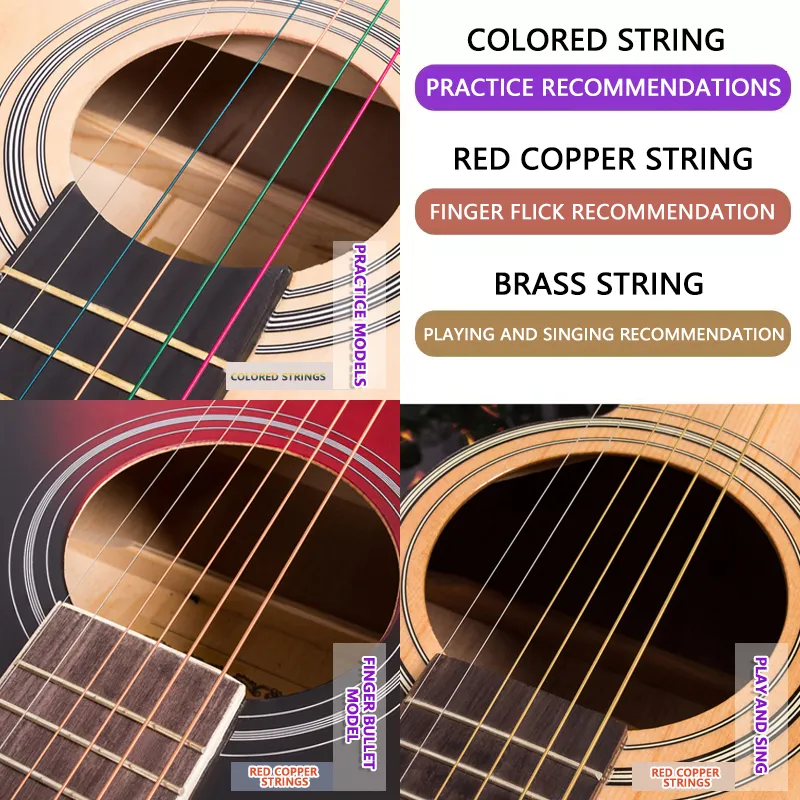 6pcs Acoustic Guitar Strings Guitar Bronze 6 Strings Set Brass For