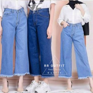 RR OUTFIT HIGHT WAIST KULOT JEANS WANITA PREMIUM