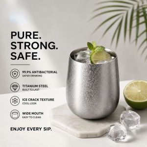 Titanium Steel Tumbler Ice Crack Cup Antibacterial Durable Coffee Water Home Outdoor Drink