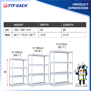 TTF Rack™️ EASY METAL RACK H150-210cm/ Rak Besi Serbaguna Boltless Rack Storage Rack Organizer Rak Dapur Office Rack
