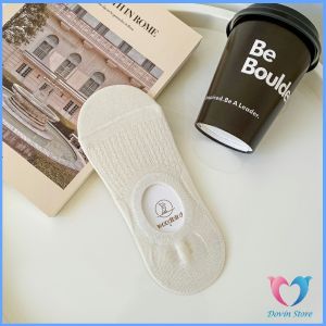 D.S. ถุงเท้าผู้หญิง วัสดุผ้าฝ้ายแท้ ซับเหงื่อดี สําหรับสุภาพสตรี Boat socks